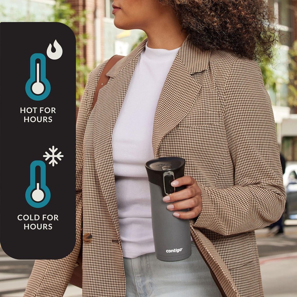 Leak-Proof Spill-Proof Insulated Stainless Steel Travel Mug, 16oz., 2 Pack W59734